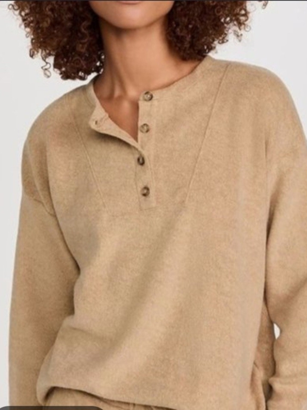 MADWELL Lightweight Henley Pullover in Camel/Tan 1464 PIT TO PIT 23 XS OVERSIZED